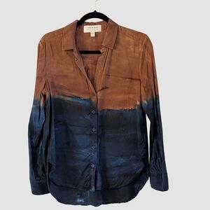 Cloth & Stone Ombre Button Down Shirt M Boho Western Mountain Desert Dip Dye Top